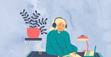 Persona escuchando un audiolibro mientras se relaja, disfrutando de la lectura en formato audio.